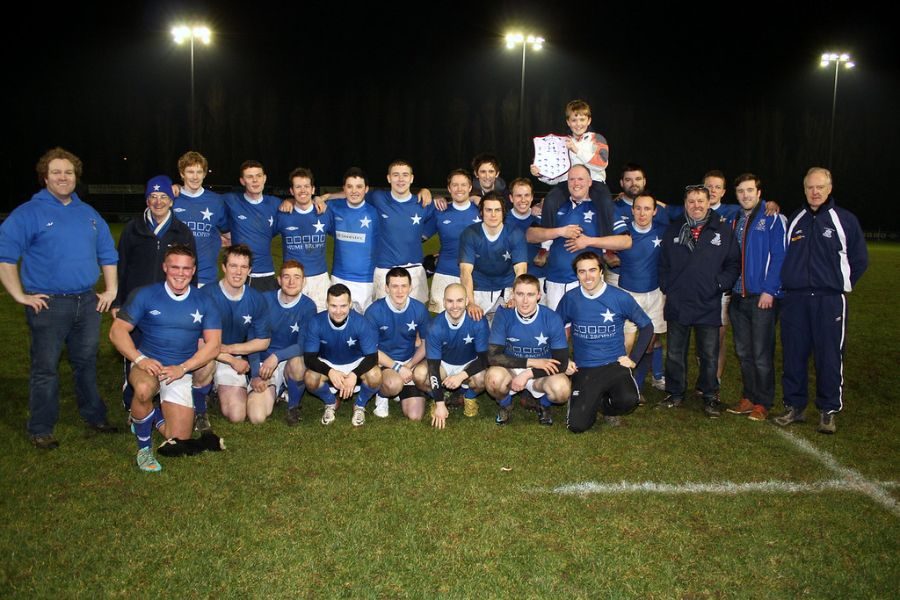 St. Mary's College RFC J3 XV with the league trophy at Templeville Road, 15 February 2013