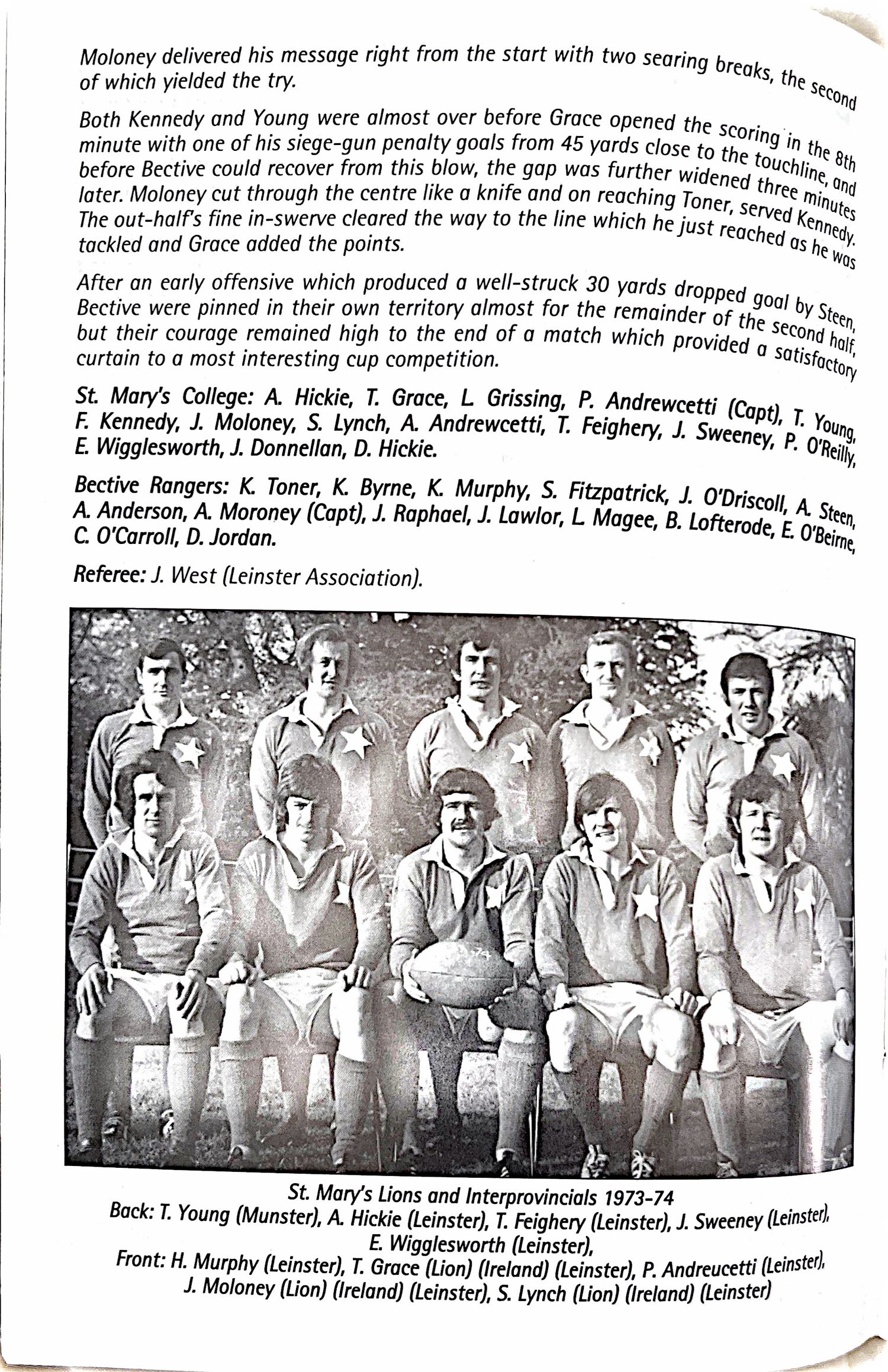 1974 Leinster Senior Cup final, archive page 4